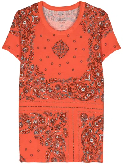 Majestic Bandana-print Jersey T-shirt In Orange