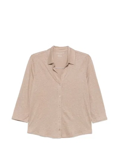 Majestic Beige Button-up Shirt In Black