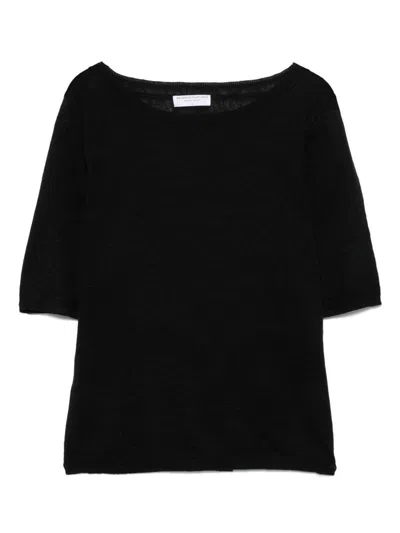 MAJESTIC BLACK LINEN SWEATER
