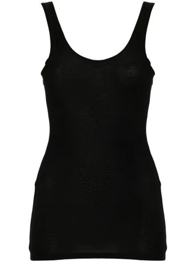 MAJESTIC BLACK RIBBED VISCOSE TANK TOP