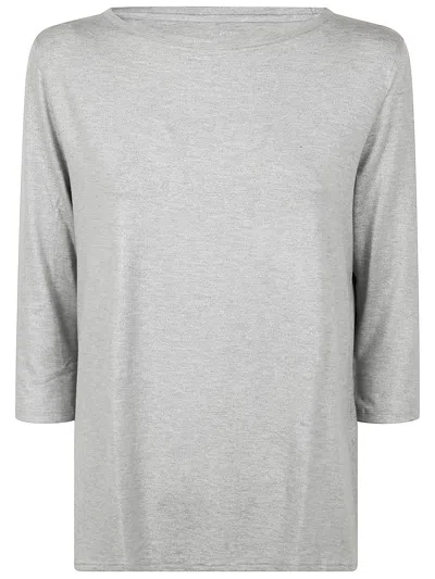 Majestic Boat Neck 3/4 Sleeves Sweater In Gray