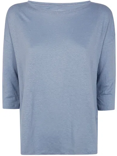 Majestic Boat Neck 3/4 Sleeves Sweater In Blue