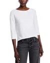 Majestic Boat Neck Three Quarter Length Sleeve Top In White