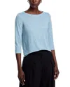 Majestic Boat Neck Three Quarter Length Sleeve Top In Ocean