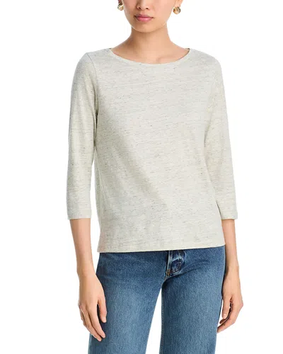 Majestic Boat Neck Three Quarter Length Sleeve Top In White