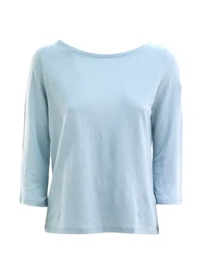 Majestic Boat Neck Three Quarter Length Sleeve Top In Ocean