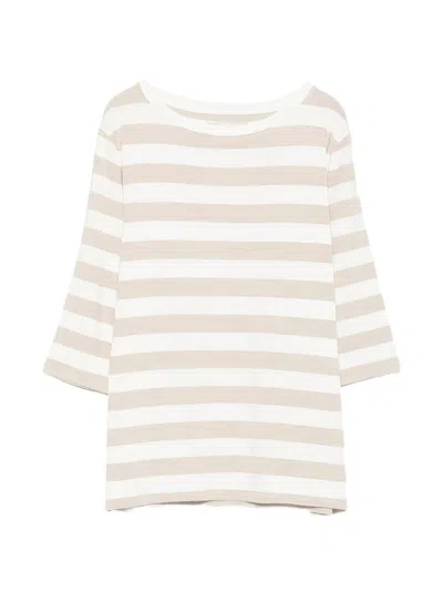 Majestic Striped Boat-neck T-shirt In Pink