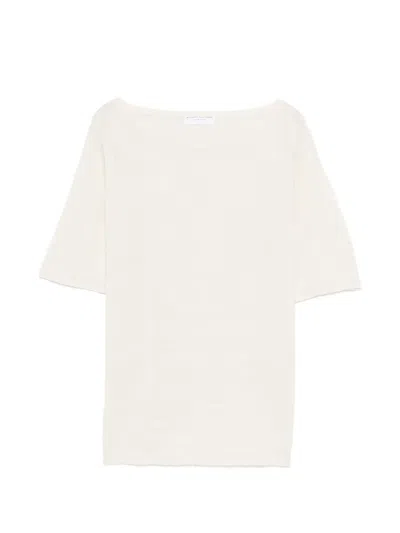 Majestic Linen Boat Neck Sweater In Neutral