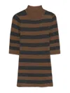 Majestic Filatures Brown Striped Ribbed Knit Top In Brown