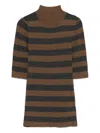 Majestic Filatures Brown Striped Ribbed Knit Top In Brown