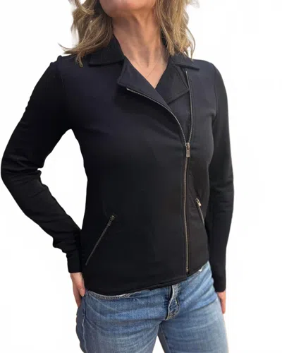 Majestic Brushed Fleece Terry Moto In Marine In Blue
