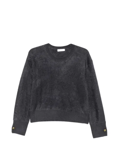 Majestic Button-cuff Knitted Sweater In Gray