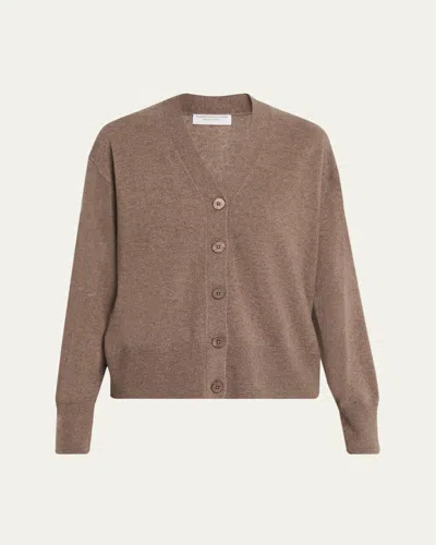Majestic Button-down Cashmere Cardigan In Brown