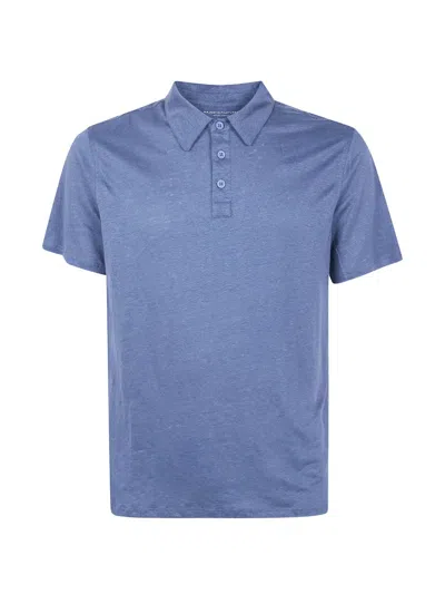 Majestic Linen Short Sleeves Polo Shirt In Blue