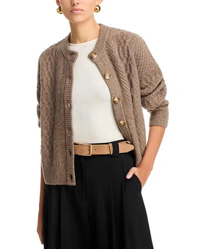 Majestic Cable Knit Cardigan In Smoke