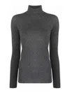 Majestic Cashmere Blend High-neck Sweater In Grey
