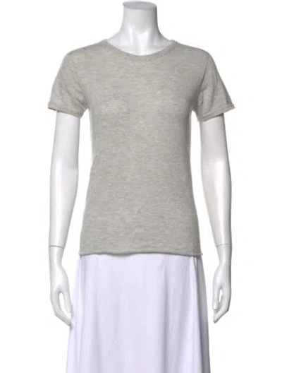 Pre-owned Majestic Cashmere Crew Neck T-shirt In Grey/metallic