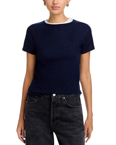 Majestic Cashmere Crewneck Tee In Blue