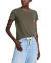 Majestic Cashmere Crewneck Tee In Kaki Chine