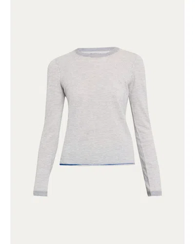 Majestic Cashmere Striped Knit Sweater In Gray
