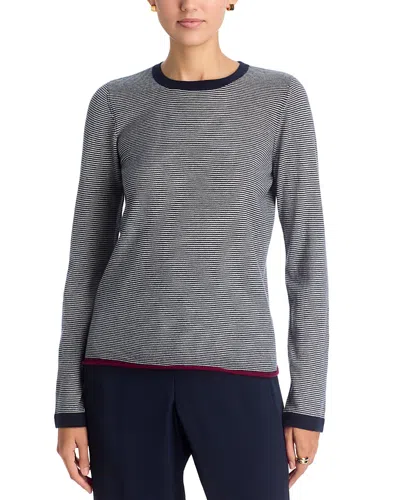 Majestic Cashmere Striped Long Sleeve Tee In Gray