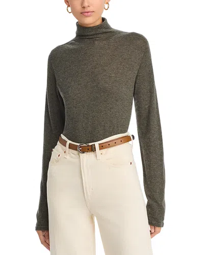 Majestic Machine Washable Cashmere Turtleneck In Kaki Chine