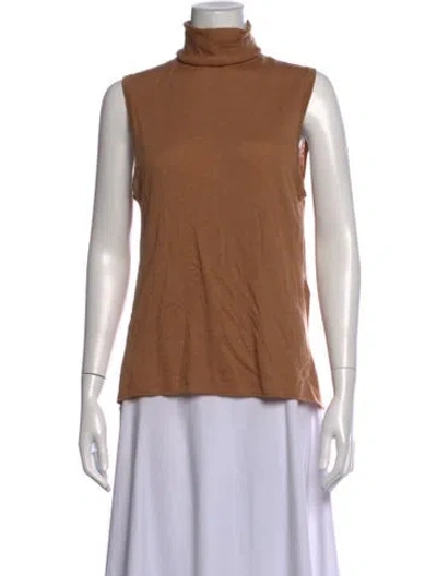Pre-owned Majestic Cashmere Turtleneck Top In Brown