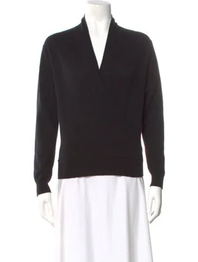 Pre-owned Majestic Cashmere V-neck Sweater In Black