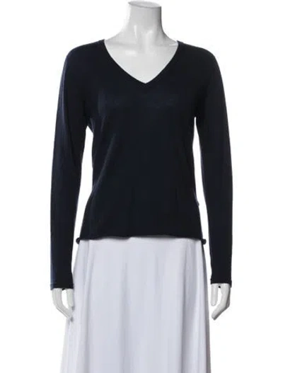 Pre-owned Majestic Cashmere V-neck Sweater In Blue