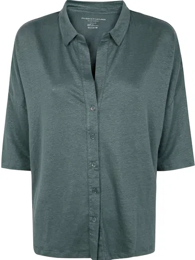 Majestic Classic Collar Shirt In Green