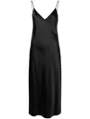 Joseph Womens Black Clea V-neck Silk Midi Dress In Black