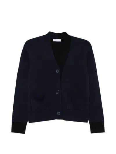 Majestic Colour-block Button-up Cardigan In Blue