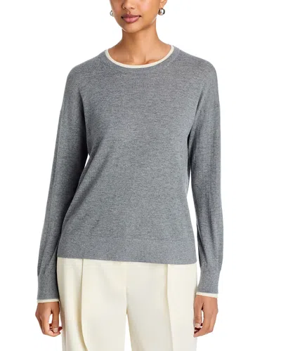 Majestic Combo Trim Long Sleeve Sweater In Gray