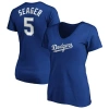 Majestic Corey Seager Royal Los Angeles Dodgers Official Player Name & Number V-neck T-shirt