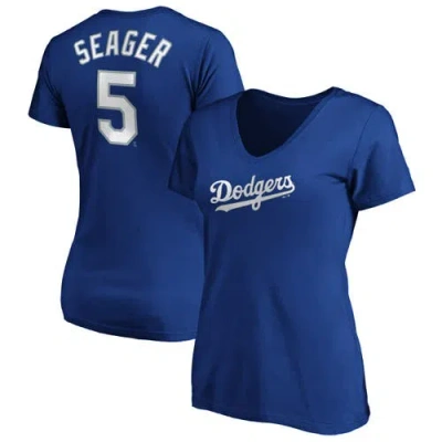 Majestic Corey Seager Royal Los Angeles Dodgers Official Player Name & Number V-neck T-shirt