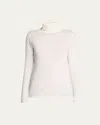 Majestic Cotton-cashmere Long Sleeve Turtleneck Top In Blanc Lait