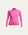 Majestic Cotton-cashmere Long Sleeve Turtleneck Top In Orchidee