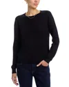 Majestic Cotton Knit Long Sleeve Crewneck Top In Noir