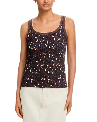 Majestic Animal-print Organic Cotton Rib Tank Top In Brown
