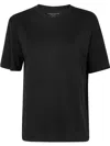 Majestic Filatures Lyocell Cotton Short Sleeve Semi Relaxed Crewneck T-shirt In Noir