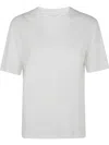 Majestic Filatures Short Sleeves Round Neck Sweater Clothing In Weiss