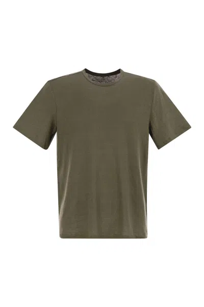 MAJESTIC MAJESTIC CREW-NECK AND SHORT-SLEEVED T-SHIRT IN LINEN