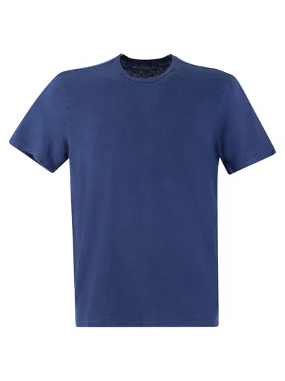 Majestic Crew-neck Linen T-shirt In Royal Blue
