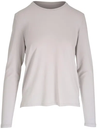 Majestic Crew Neck Long Sleeve T-shirt In Neutral