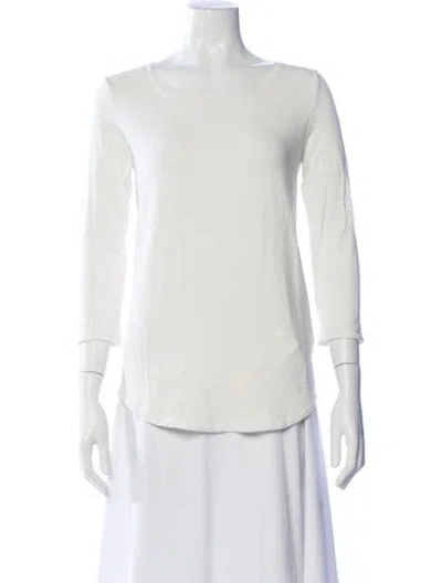 Pre-owned Majestic Crew Neck Long Sleeve T-shirt In White