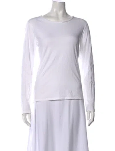 Pre-owned Majestic Crew Neck Long Sleeve T-shirt In White