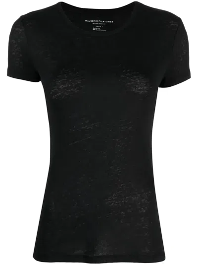 Majestic Crew-neck Short-sleeve T-shirt In Black