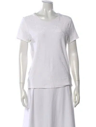 Pre-owned Majestic Crew Neck Short Sleeve Top In White