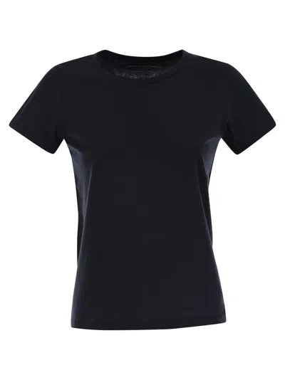 Majestic Crew-neck Short-sleeved Cotton T-shirt In Blue