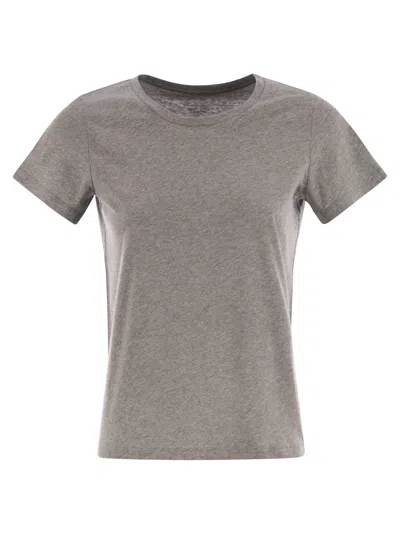 Majestic Crew-neck Short-sleeved Cotton T-shirt In Gray